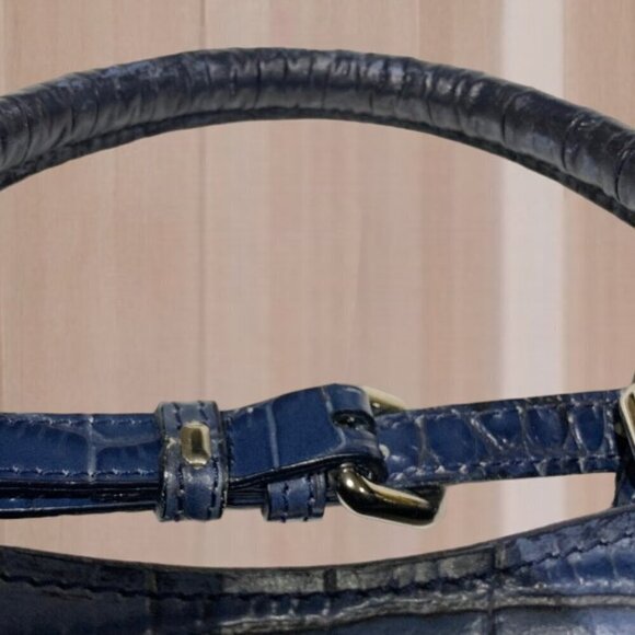 Dooney & Bourke Marine Blue Croc Embossed Leather Satchel - Picture 14 of 16